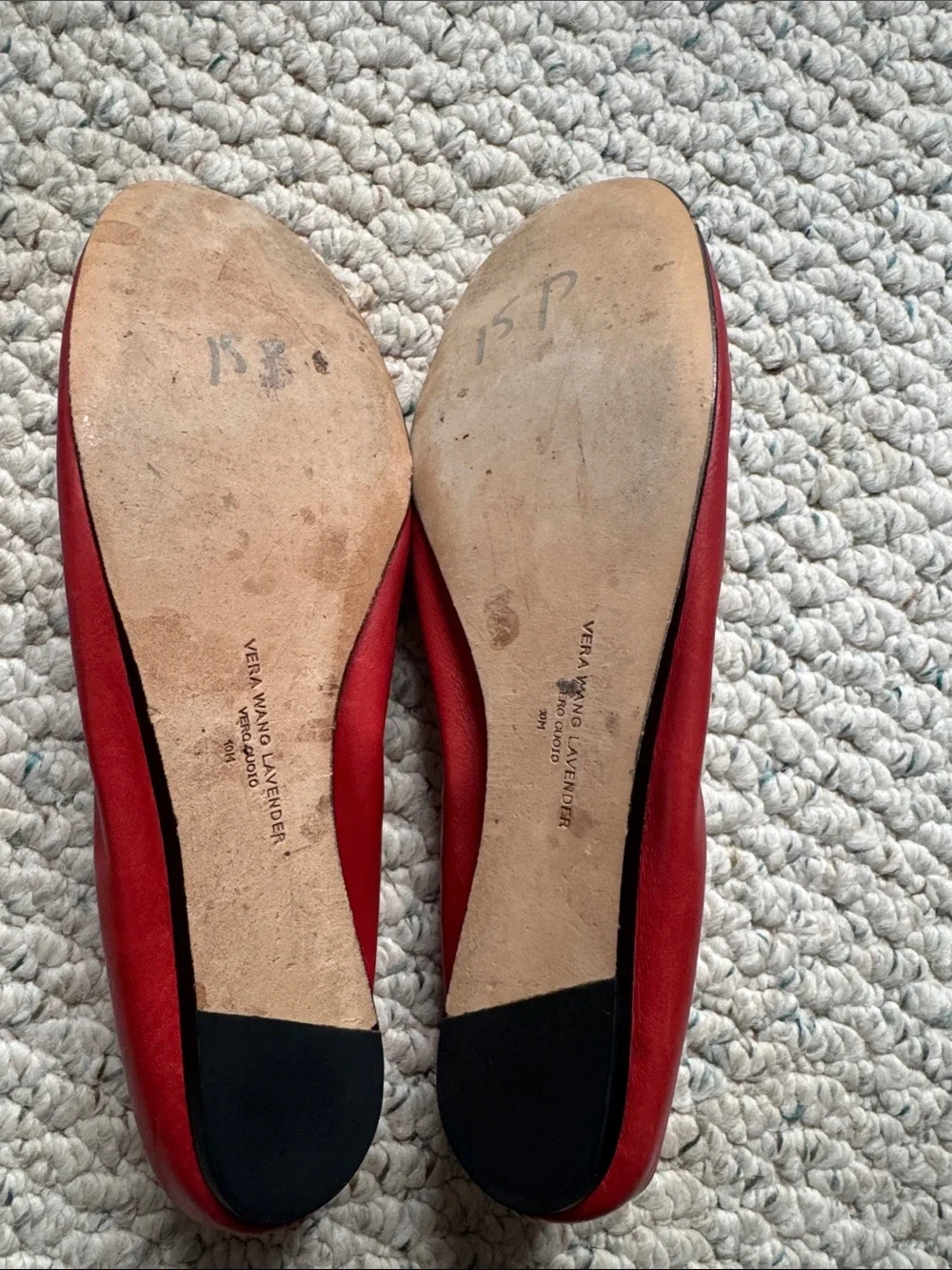 Vera Wang Lavender Red Leather Ballet Flats